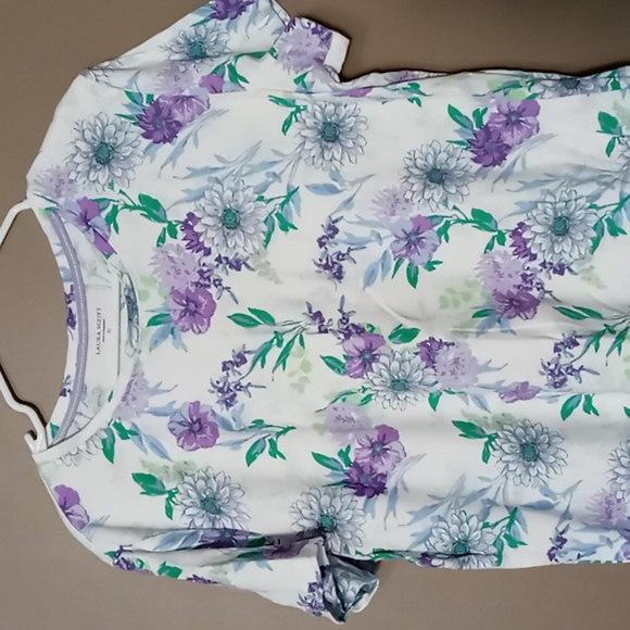 Laura Scott Purple Flowered Tee Size XL - Picture 3 of 5